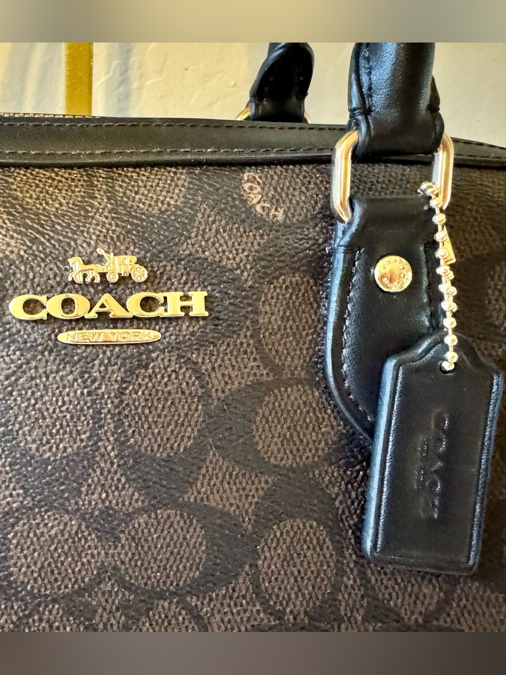 Coach Rowan Crossbody NWT Dark Brown Black Leather & Canvas w Gold Hardware NWT - Picture 6 of 16